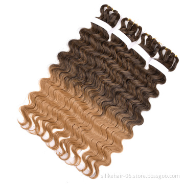 High Quality Body Wave Crochet Braiding Pre Feathered Hybrid Long Ombre Brown Black Water Wave Braids Synthetic Hair Extensions